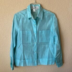 Starington Sheer Turquoise Button-Up Shirt